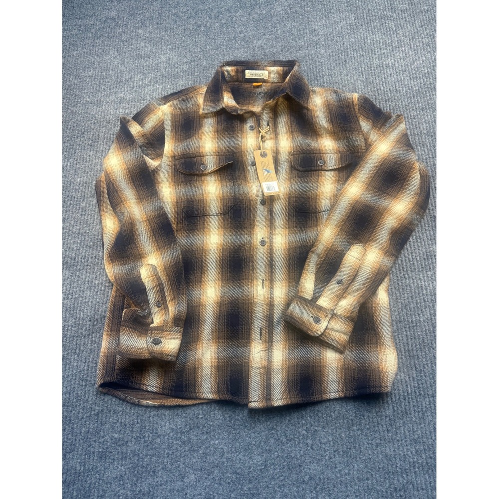 Tailor Vintage Mens Acorn Lodge Plaid Flannel Shirt Brown Tan 37721325-ACO S
